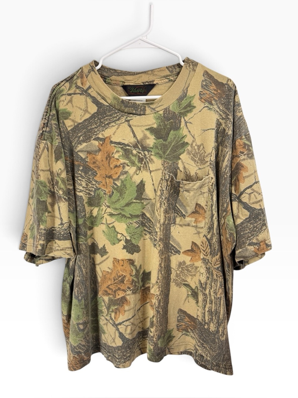 Vintage 90s Liberty Real Tree Camo T Shirt Mens XL Short Sleeve Hunting woods
